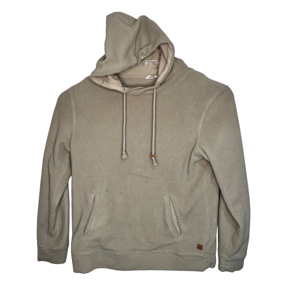 Large Beige Hooded Pullover Sweatshirt L 64a